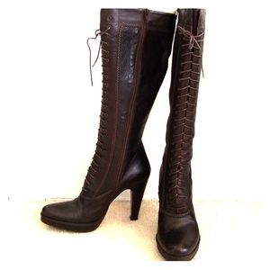 Charles David Knee high lace up boots